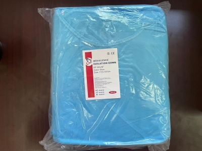 Ready Stock - Disposable Isolation Gown, 30gm, Non-woven, Blue, 10pc/pack